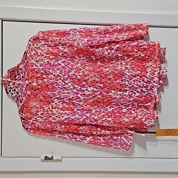 Ruby Rd Red and White Net Cardigan, NWT (Size M) - Picture 3 of 5